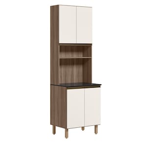 Paneleiro Duplo 4 Portas 70cm MDF Kali 12230 Carvalho Toq Off White Cetim Nicioli