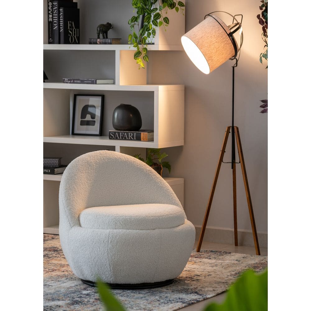 Poltrona Kaory Giratória - Boucle Off White
