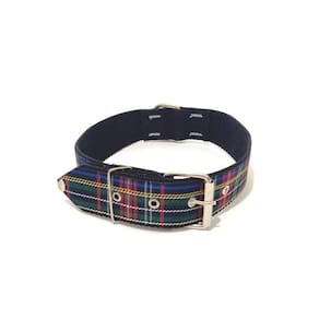 Coleira para cachorro xadrez nylon preta nº. 8 56cm-68cm