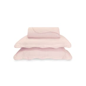 Colcha Matelasse CASAL Cobre Leito Fronha Edredom Rosa 3un