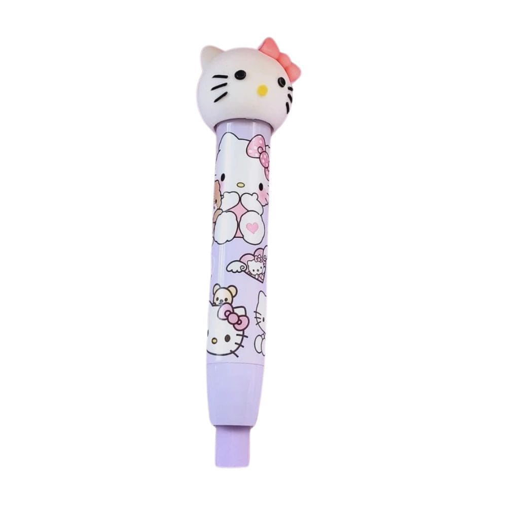 Caneta Borracha Retrátil Hello Kitty com Borracha Colorida Super Fofa | Prática | Kawaii | Papelaria