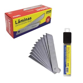Refil de Estilete Largo Lâmina 18mm Blister c/ 10 Unidades - Gatte | Escolar | Escritório | Papelaria | Artesanato