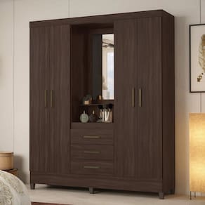 Guarda-roupa para Quarto com Espelho Pérsia Café