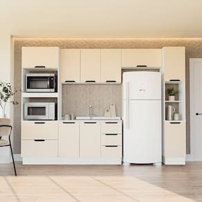 Cozinha Completa 5 Peças 224,5cmx310cm Meena Branco/Creme