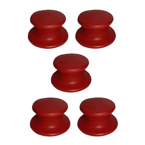 Kit 5 Pegador Puxador Tampa Vidro e Ferro Panela Vermelho
