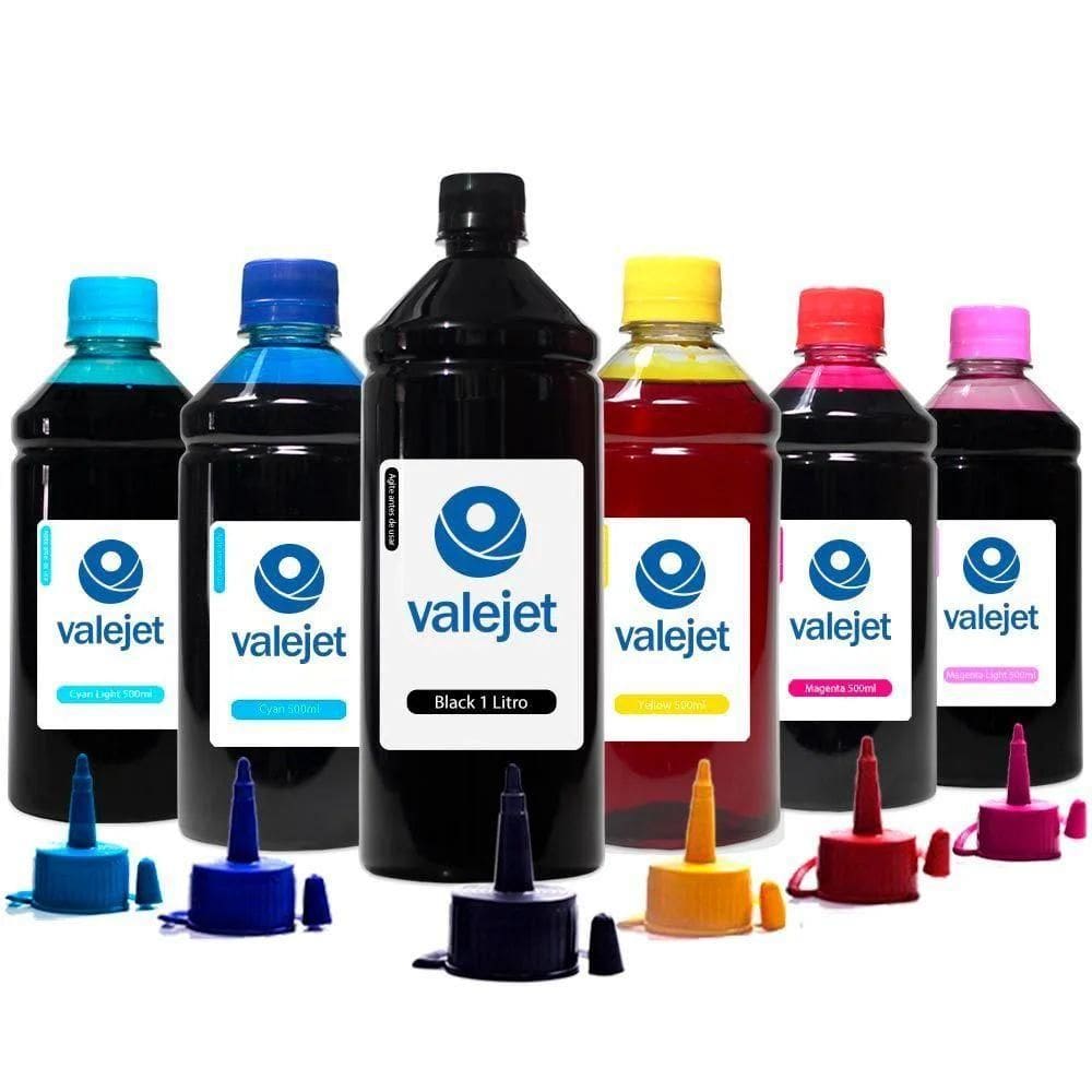 Kit 6 Tintas Epson L18050 Black 1 Litro Coloridas 500ml Valejet