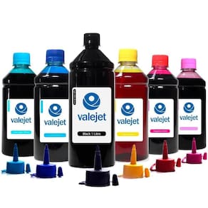 Kit 6 Tintas Epson L18050 Black 1 Litro Coloridas 500ml Valejet