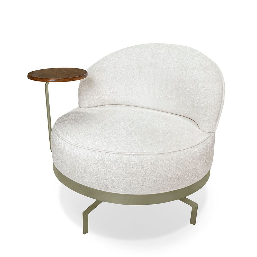 Poltrona Decorativa Giratória Orgânica Glamour Boucle Cru - Loja Sheep