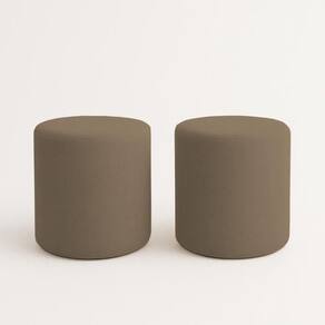 Kit 2 Puffs Beca Cilindro Boucle Live - 7 Decor Cappuccino