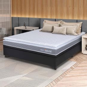 Conjunto Box Baú Preto Durban Cinza Espuma D28 Casal 138x188x64 - King House