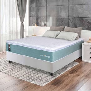 Conjunto Box Branco Lagos Verde Molas Ensacadas Casal 138x188x66 - King House