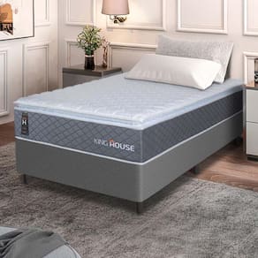 Conjunto Box Cinza Argel Cinza Espuma D33 Solteiro 96x203x67 - King House