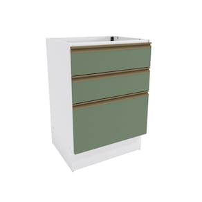 Balcão 3 Gavetas Kappesberg Celeste 100% Mdf Branco-verde Oliva 60cm