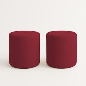 Kit 2 Puffs Beca Cilindro Suede Live - 7 Decor Bordo