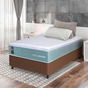 Conjunto Box Marrom Lagos Verde Molas Ensacadas Solteiro 88x188x66 - King House