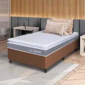 Conjunto Box Marrom Durban Cinza Espuma D28 Solteiro 96x203x57 - King House
