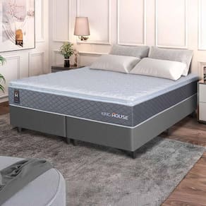 Conjunto Box Cinza Argel Cinza Espuma D33 Queen 158x198x67 - King House