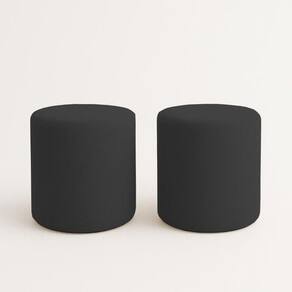 Kit 2 Puffs Beca Cilindro Boucle Live - 7 Decor Preto