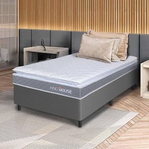 Conjunto Box Cinza Durban Cinza Espuma D28 Solteiro 96x203x57 - King House