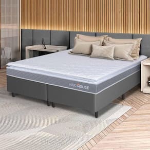 Conjunto Box Cinza Durban Cinza Espuma D28 King 193x203x57 - King House