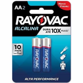 Pilha Rayovac Lr6 Alcalina Aa Pequena 1,5v Com 02 Unidades