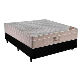 Cama Box Casal Sintético + Colchão Ortobom Airtech Molas Ensacadas 138x188x65 Cor:preto