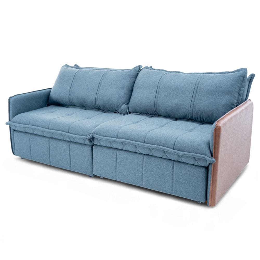Sofá Cama Casal 2 Lugares 2,30m Domani Linho Azul - Loja Sheep