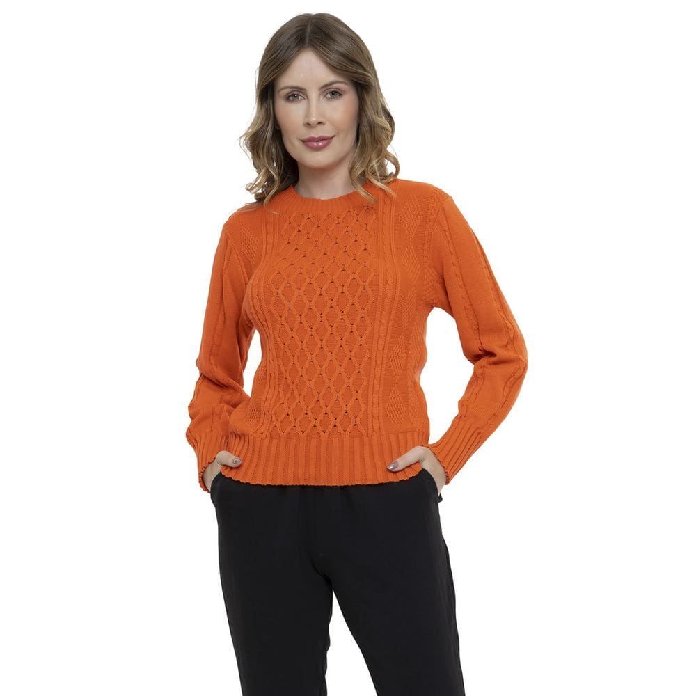 Blusa Tricot Trama Manga Longa