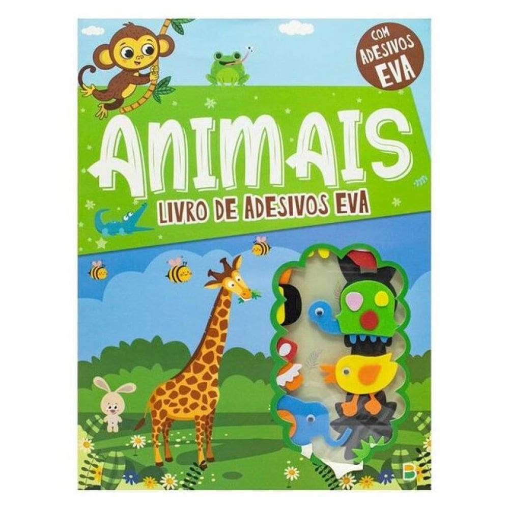 Livro Com Adesivos Em Eva: Animais