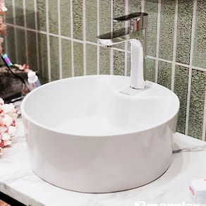 Cuba de Apoio para Banheiro/lavabo Cerâmica Redondo 36cm Branco Brilho