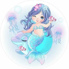 Painel Redondo 3D Sublimado Sereia Frd-3122