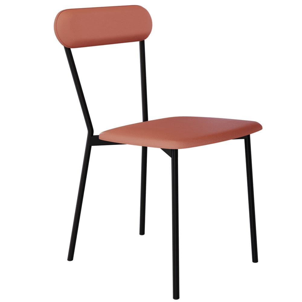 Cadeira Estofada Para Sala de Jantar Liora Preto C01 Courino Terra Rosê - Lyam Decor