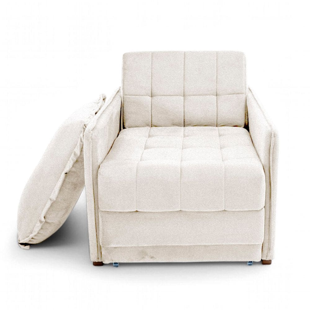 Poltrona Cama Reclinável Retrátil Viena  Boucle Bege - Loja Sheep