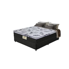 Cama Box Casal Molas Ensacadas Espuma D20 Gazin Flora 138x188x49cm Poliester Bordado Preto/Branco