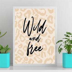 Quadro Wild And Free - Oncinha 45X34Cm Branca