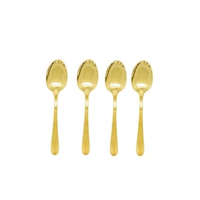 Colher de Mesa Dourado Inox Talher Metal Inteiro Jogo 4un