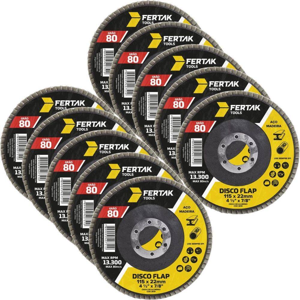 Disco Lixa Flap 115Mm Grão 80 Madeira Aço Desbaste 10 Un