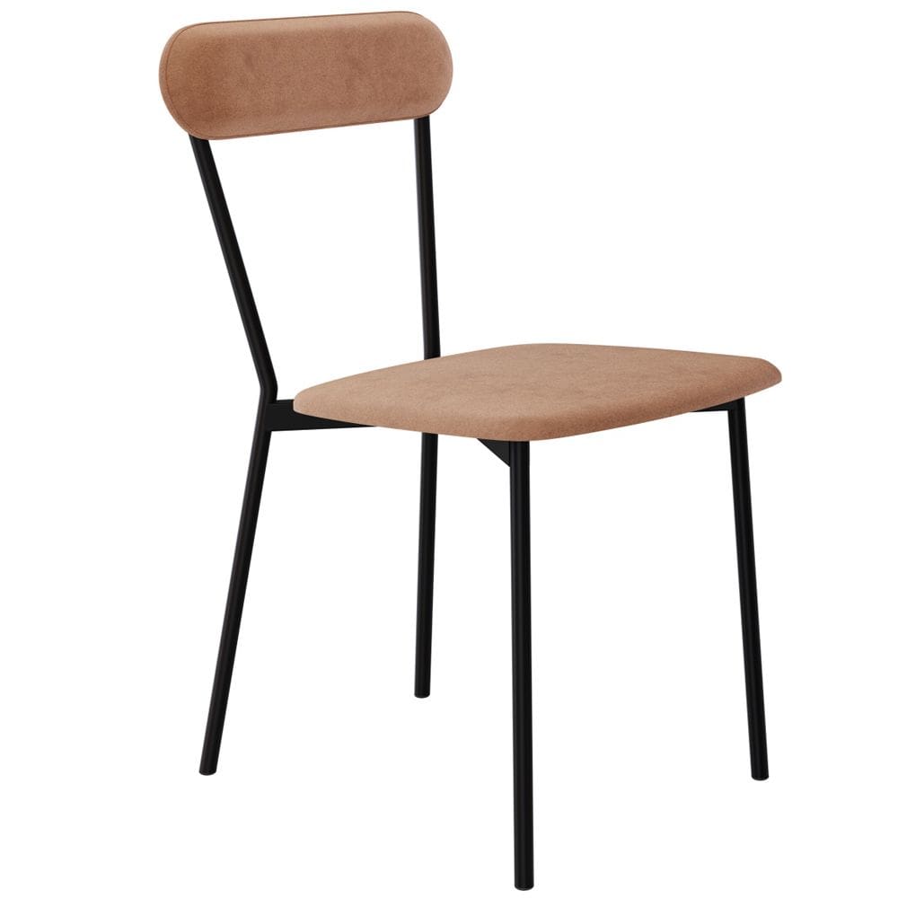 Cadeira Estofada Para Sala de Jantar Liora Preto C01 Veludo Bege - Lyam Decor