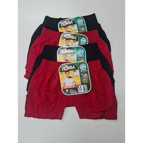 4 Cuecas Boxer Infantil Algodão Zorba 678. Tamanho M(6 a 8 anos). 2 Vermelhas e 2 Pretas.