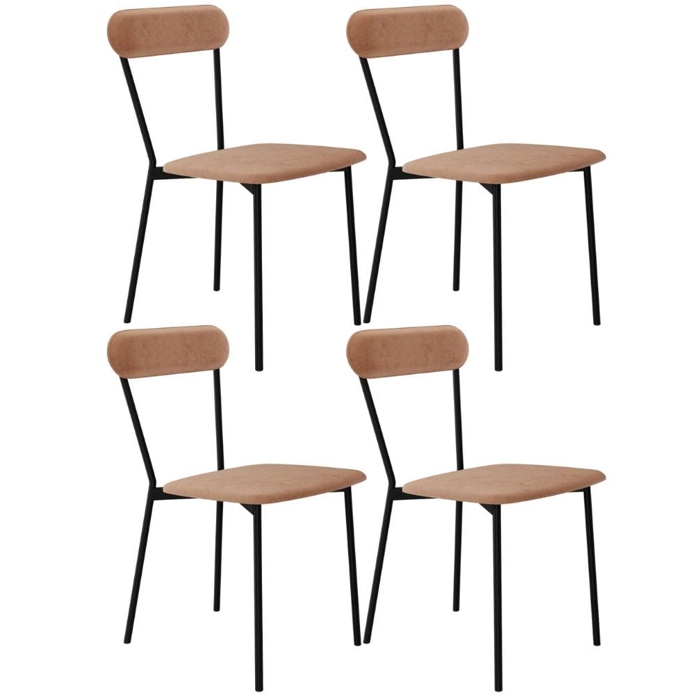 Kit 04 Cadeiras Estofada Para Sala de Jantar Liora Preto C01 Veludo Bege - Lyam Decor