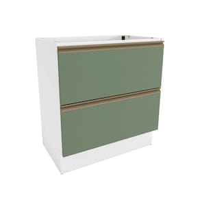 Balcão 2 Gavetas Kappesberg Celeste 100% Mdf Branco-verde Oliva 80cm