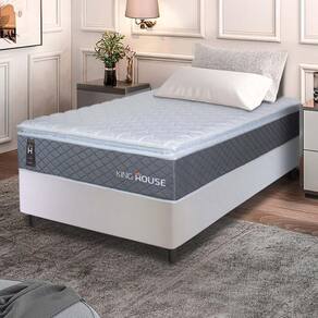 Conjunto Box Branco Argel Cinza Espuma D33 Solteiro 88x188x67 - King House