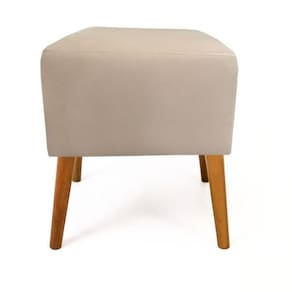 Puff Puf Marrocos Suede Bege Pés Palito Castanho