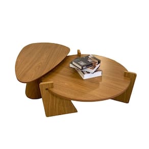 Conjunto Mesa Fluid De Centro Orgânica 100x60cm & Redonda 90cm Madeira Freijó