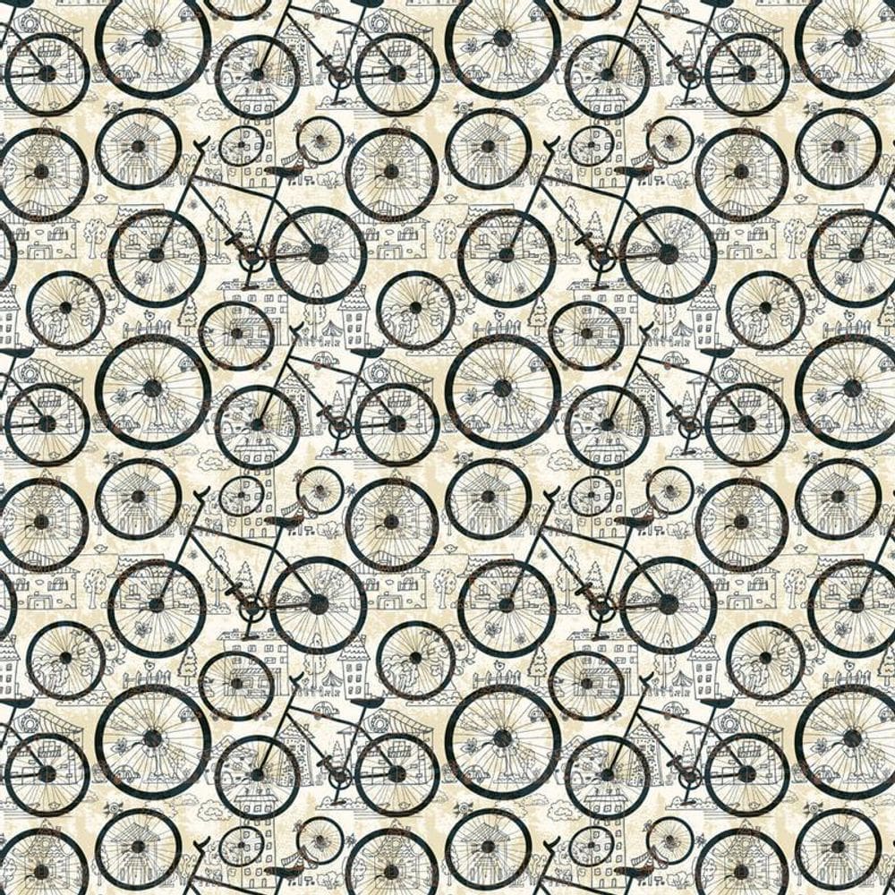 Papel Parece Bicicleta Cidade Vilarejo Adesivo Sala Quarto