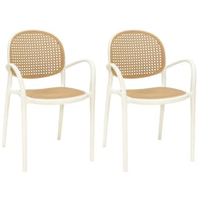 Kit 2 Cadeiras De Jantar Roma Com Braço Para Sala E Cozinha - Bege