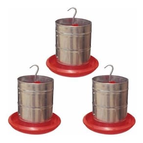 Comedouro Aves Galvanizado Prato Plástico 3Kg   3 Unidades