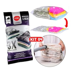 Kit 4 Sacos a Vácuo Organização para Viagem Roupas 70x100cm