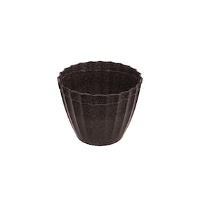 Vaso Marrom Imbuia Cachepot Medio Plissado ECO