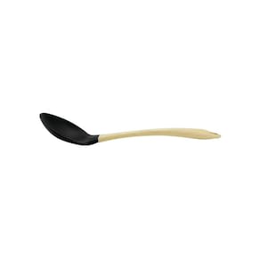 Colher de Silicone Preto Talher Cabo Madeira Siliwood 1un